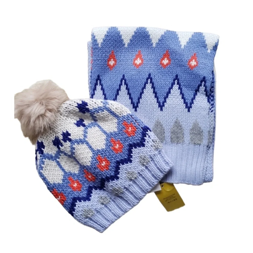 Lands' End Kids Fair Isle Cute Scarf and Hat Set NWT